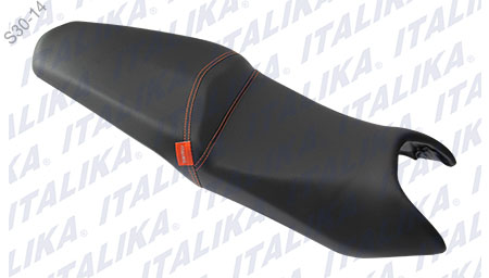 ASIENTO NEGRO COSTURAS NARANJA 150Z