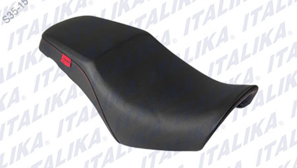 ASIENTO NEGRO COSTURAS ROJAS RC150 2016