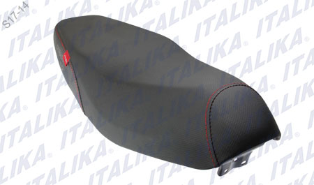 ASIENTO NEGRO COSTURAS ROJAS STRADA110