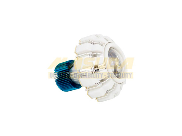 FOCO P/MOTOCICLETA OJO ANGEL TRICOLORES ROJO-AZUL-BLANCO MODO ALTA/BAJA/ESTROBO 12V 20W 6000K 3000LM