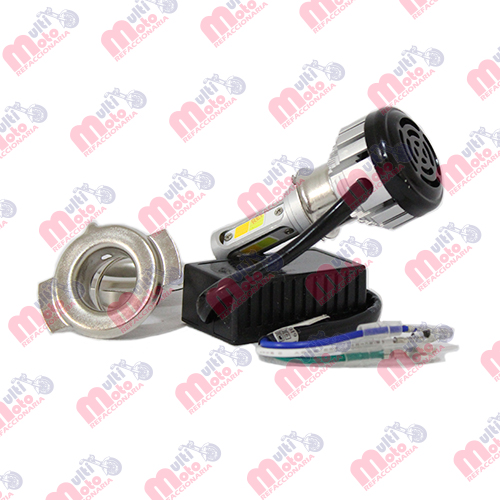 KIT FOCO HYPER LEDS P/MOTO H6-3 UNIVERSAL LUZ BI-COLOR BLANCA/AMARILLA IR-H04 12-80V 20W 2000LM