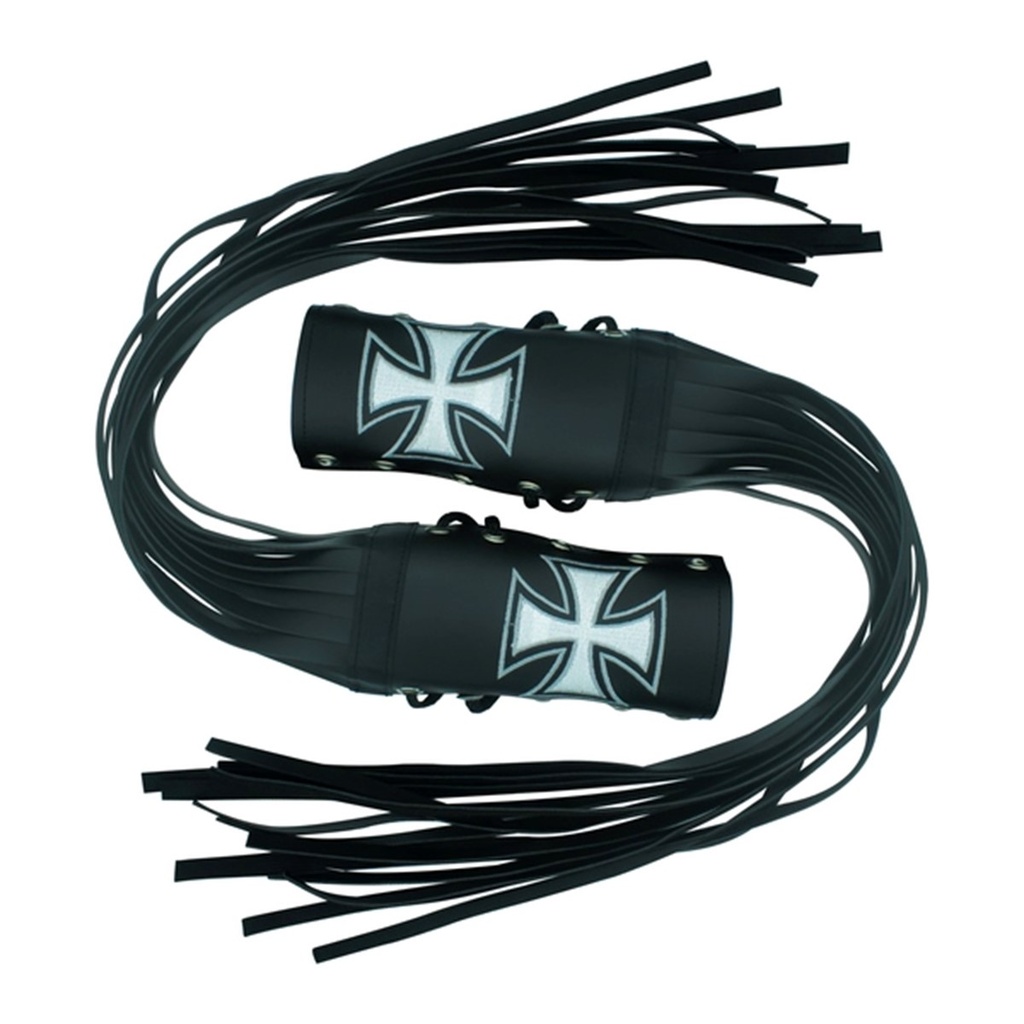 PAR BARBAS CUBREMANOPLA PARA CHOPER 70CM LARGO CRUZ