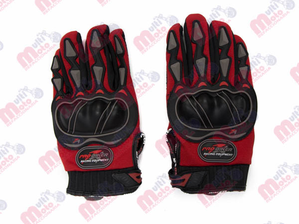SET GUANTES PRO-BIKER C/PROTECTOR MSC-03 ROJO L-