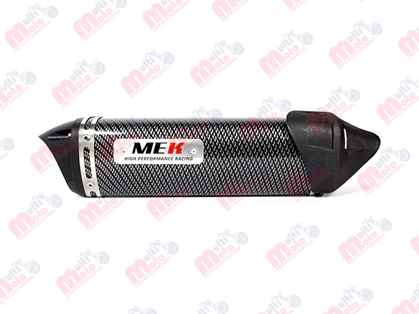 SILENCIADOR MEK TRIANGULAR PEQ 295 MM TIPO FIBRA DE CARBONO MEK