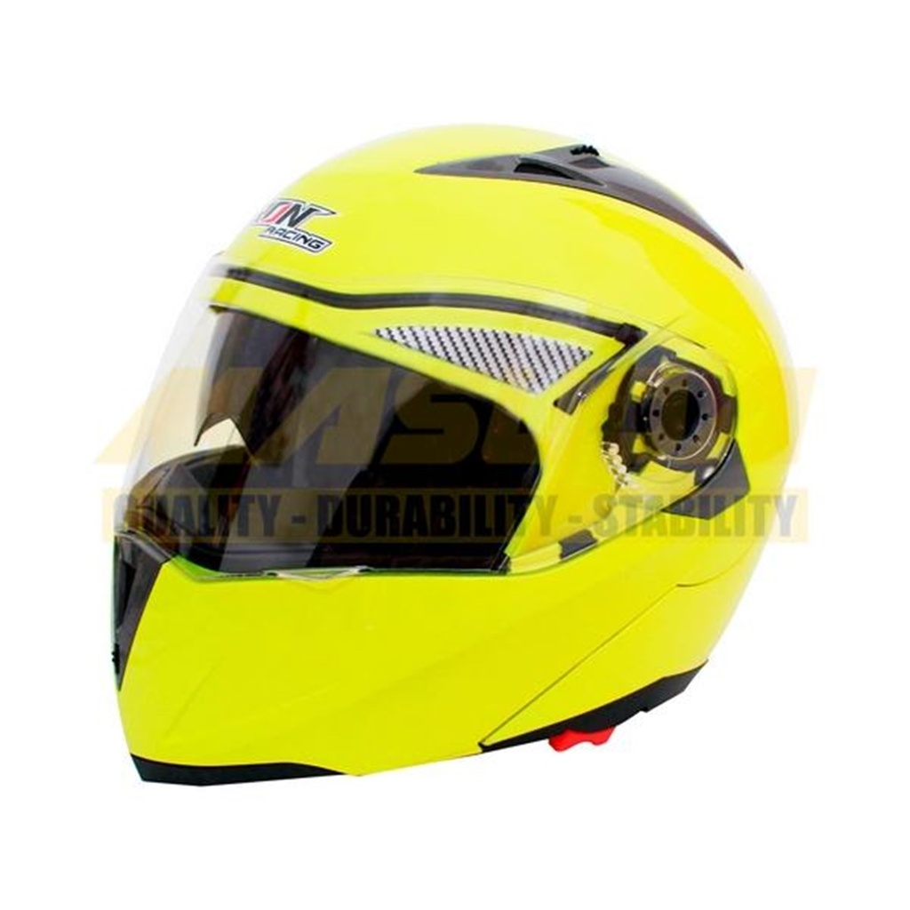 CASCO ABATIBLE IRON RACING DOT COLOR LISO VERDE FLUORESCENTE TALLA S