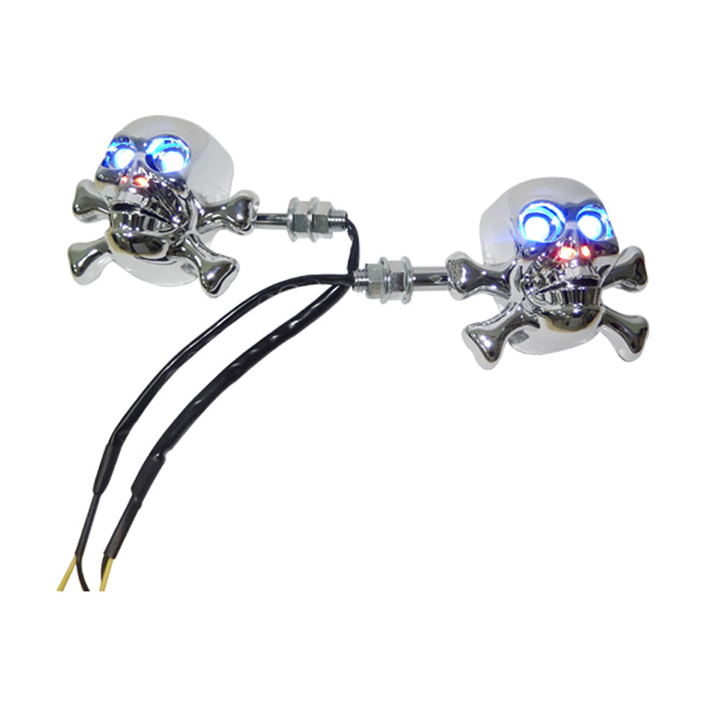 DIRECCIONAL CALAVERA CROMADA LED SET AZUL