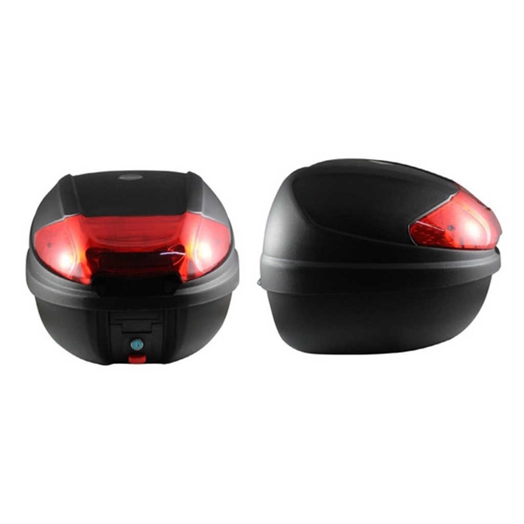 CAJA PORTA-EQUIPAJE MOTONETAS Y MOTOS DE TRABAJO / CAPACIDAD 30 l - ANCHO 41
cm  / ALTO 40 cm  / FONDO: 30 cm  / DESMONTABLE / REFLEJANTE / CARGA: 3.5 kg