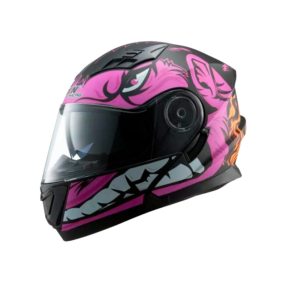 CASCO ABATIBLE IRON RACING DOT IR-190 KING BEAST LED BI-COLOR ROSA S