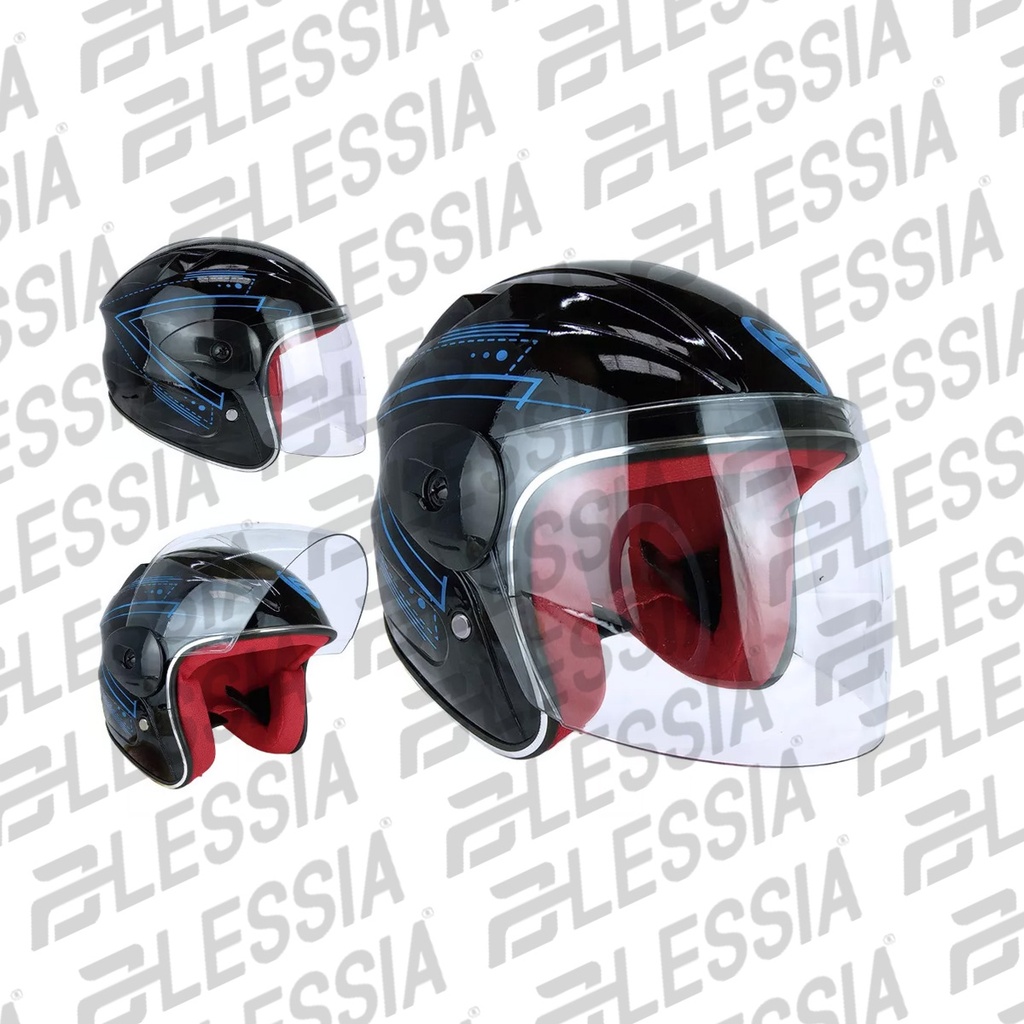 CASCO 3/4 INFANTIL RACING NEGRO/AZUL (DISEÑO EXCLUSIVO)