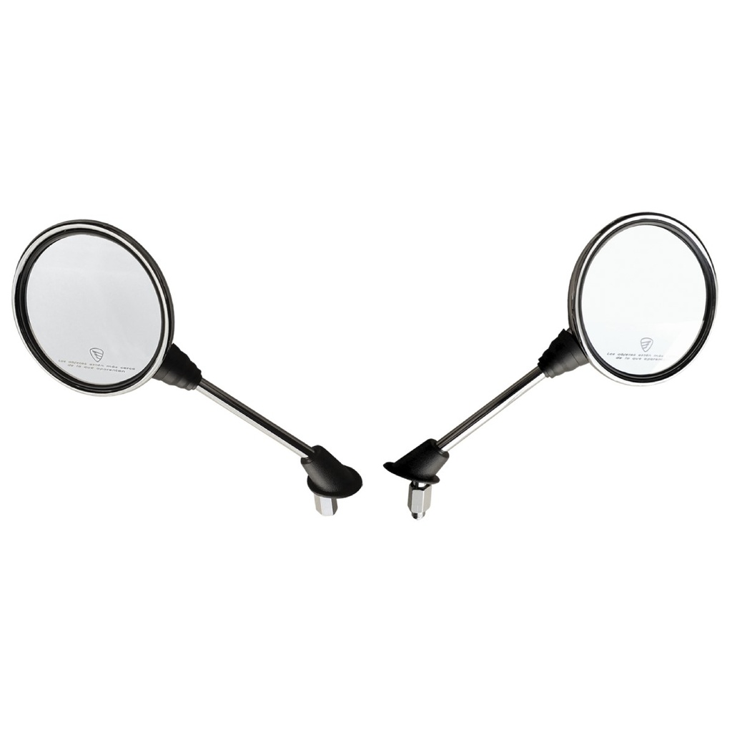 JUEGO ESPEJOS CROMADOS CON ISOTIPO, VITALIA 150