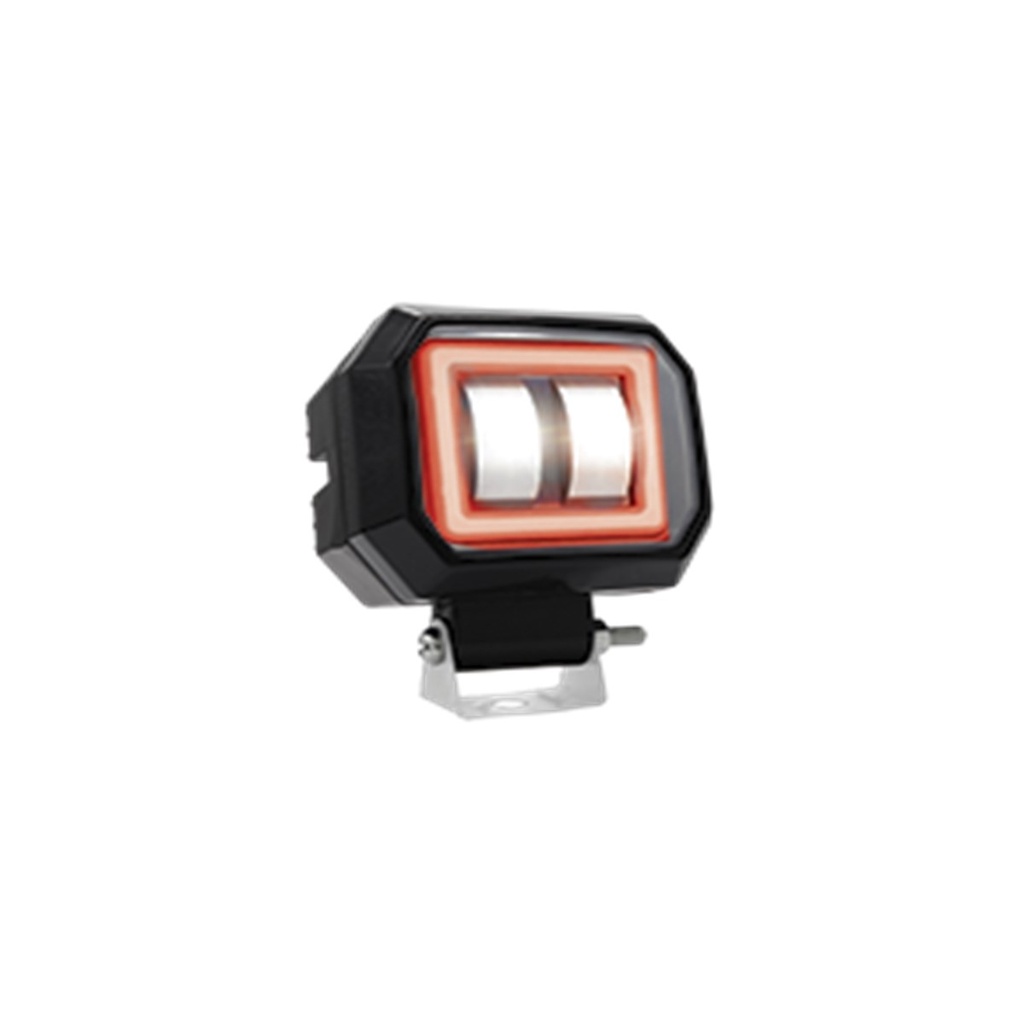 FARO LED CUADRADO MINI 2 LED CON LUPA LUZ BLANCA FIJA Y CON ESTROBO OPCIONAL Y CONTORNO (BLANCO-ROJO)