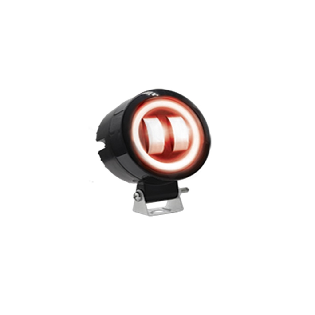 FARO 2 LED REDONDO CON LUPA LUZ BLANCA FIJA Y ESTROBO OPCIONAL (BLANCO-ROJO)