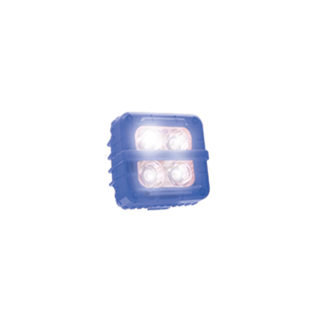 FARO AUXILIAR CUADRADO 4 LED BLANCO CONTORNO RGB  (AZUL-RGB)