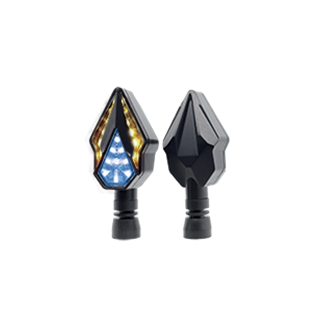 DIRECCIONAL LED SECUENCIAL TIPO DIAMANTE UNIVERSAL (AMARILLO-AZUL)