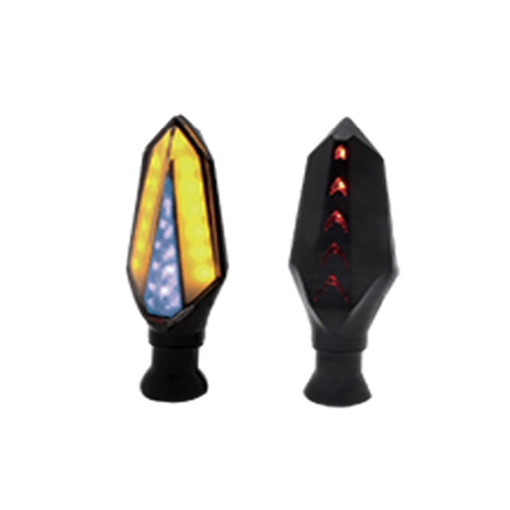 DIRECCIONAL LED SECUENCIAL TIPO HEXAGONAL UNIVERSAL (AMARILLO-AZUL)