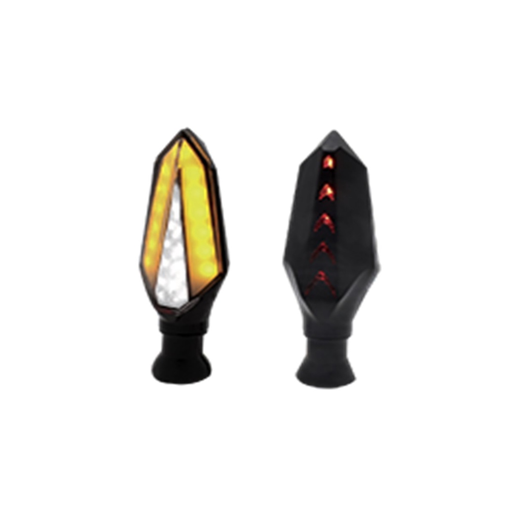 DIRECCIONAL LED SECUENCIAL TIPO HEXAGONAL UNIVERSAL (AMARILLO-BLANCO)