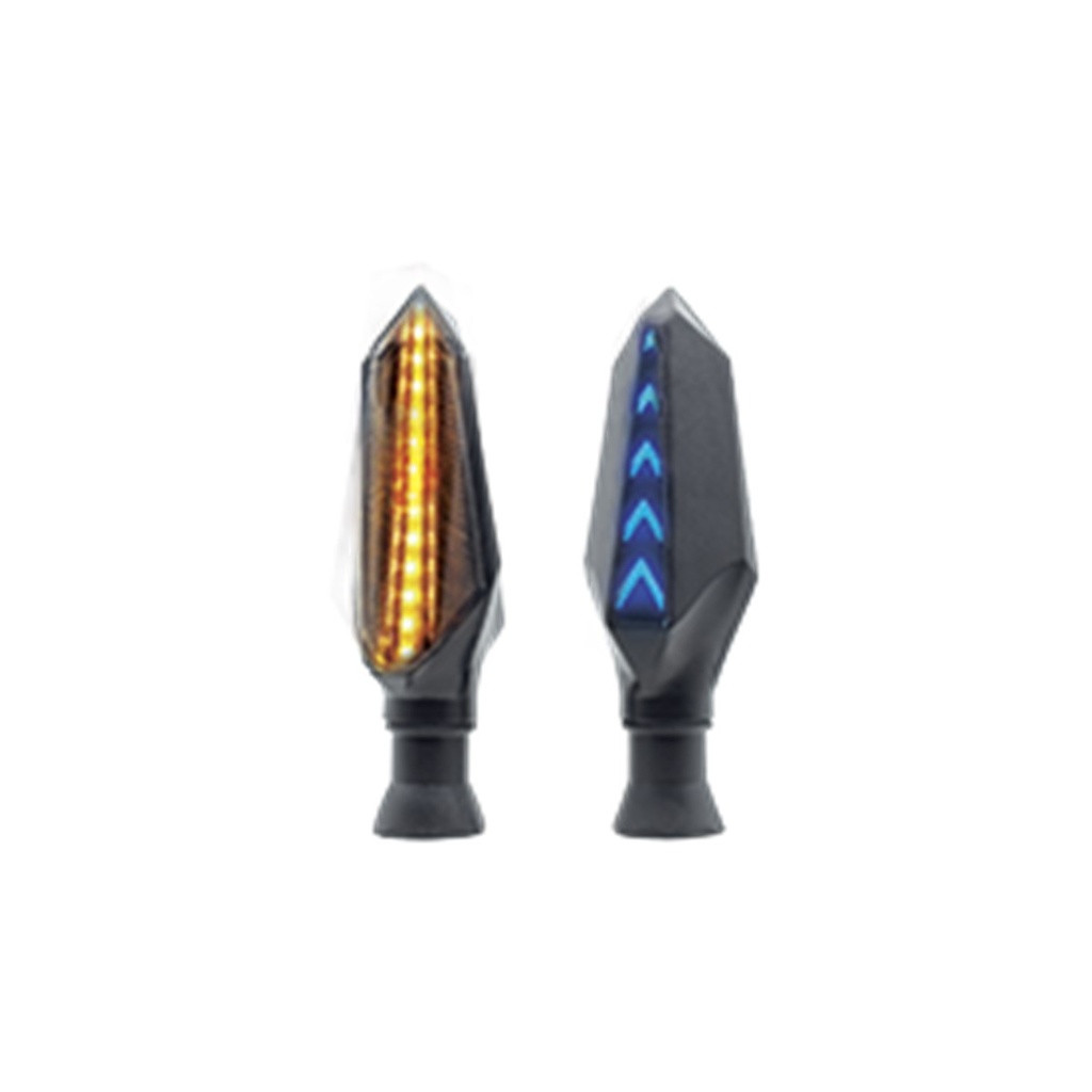 DIRECCIONAL LED SECUENCIAL TIPO FLECHA UNIVERSAL (AMARILLO-AZUL)