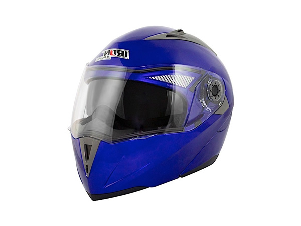 CASCO ABATIBLE IRON RACING DOBLE MICA DOT COLOR LISO AZUL TALLA M
