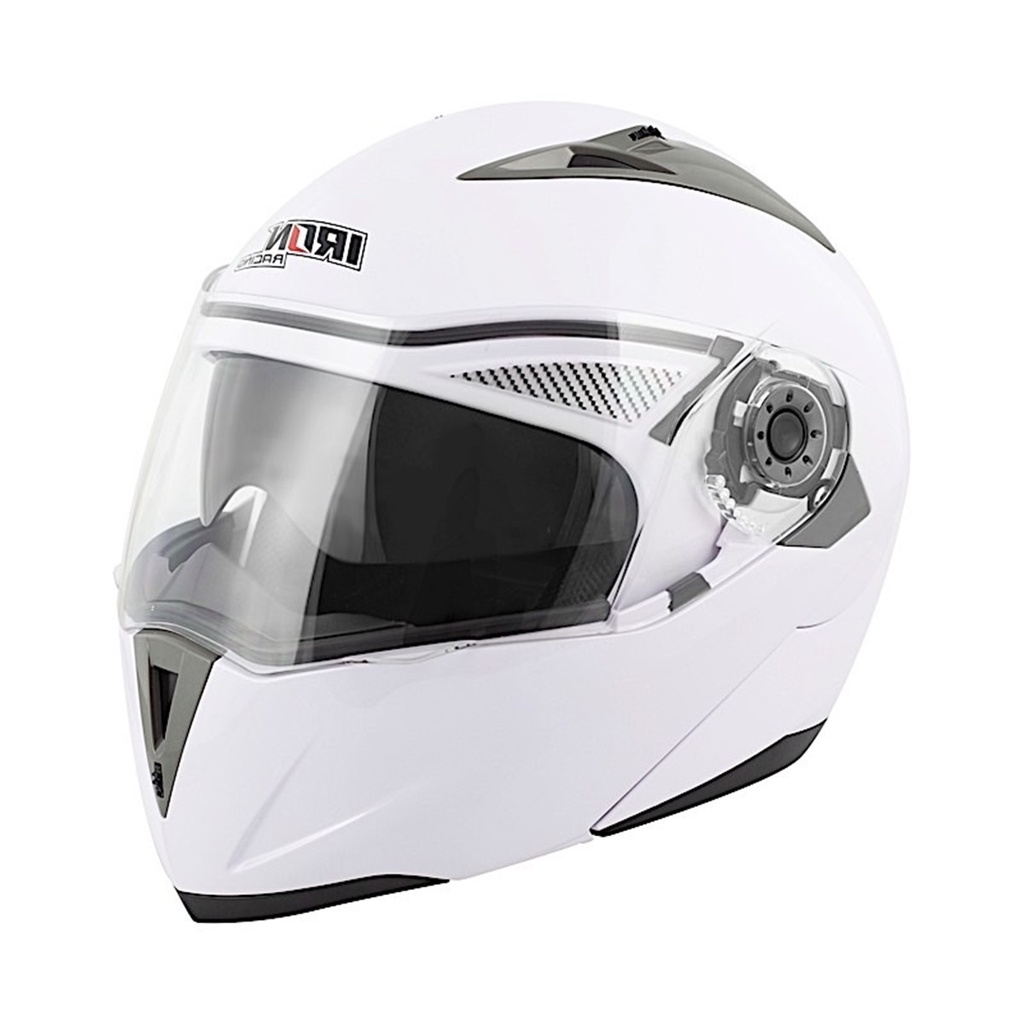 CASCO ABATIBLE IRON RACING DOBLE MICA DOT COLOR LISO BLANCO TALLA S