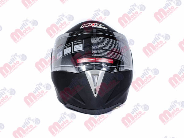 CASCO ABATIBLE IRON RACING DOBLE MICA DOT COLOR LISO NEGRO MATE TALLA L
