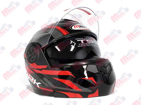 CASCO ABATIBLE NEGRO/ROJO MEK