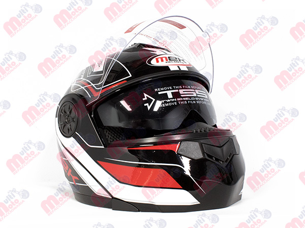 CASCO ABATIBLE NEGRO/ROJO.
