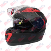CASCO CERRADO C/GAFA NEG.MATE ROJO XL