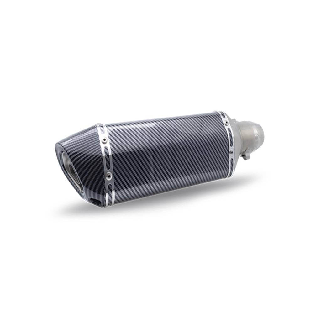 ESCAPE DEPORTIVO RECTANGULAR UNA SALIDA CON PINTURA TIPO FIBRA DE CARBON