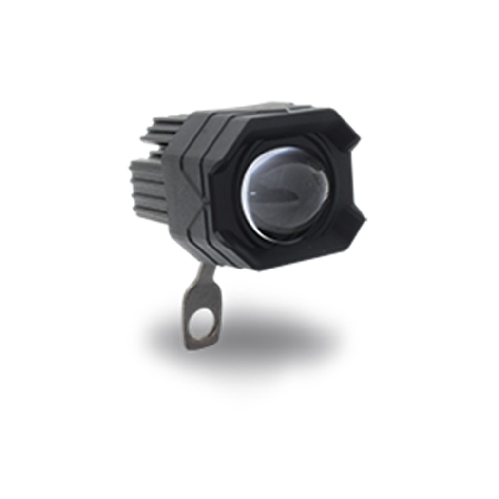 FARO AUXILIAR HEXAGONAL LED CON LUPA LUZ FIJA AMARILLO-BLANCO BASE PLANA EXTENDIDA