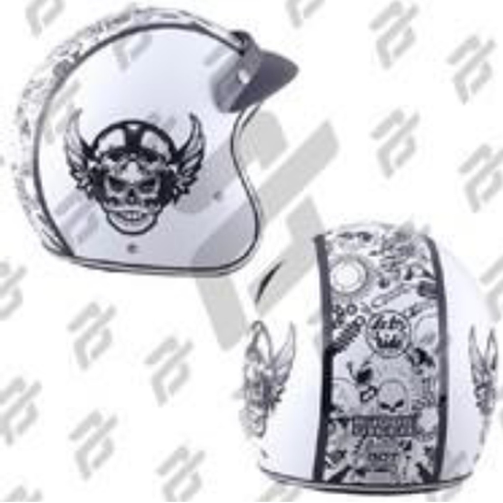 CASCO 3/4 RUDO WING DOT RUDOS BIKER TALLA 2XL BLANCO-NEGRO BRILLANTE