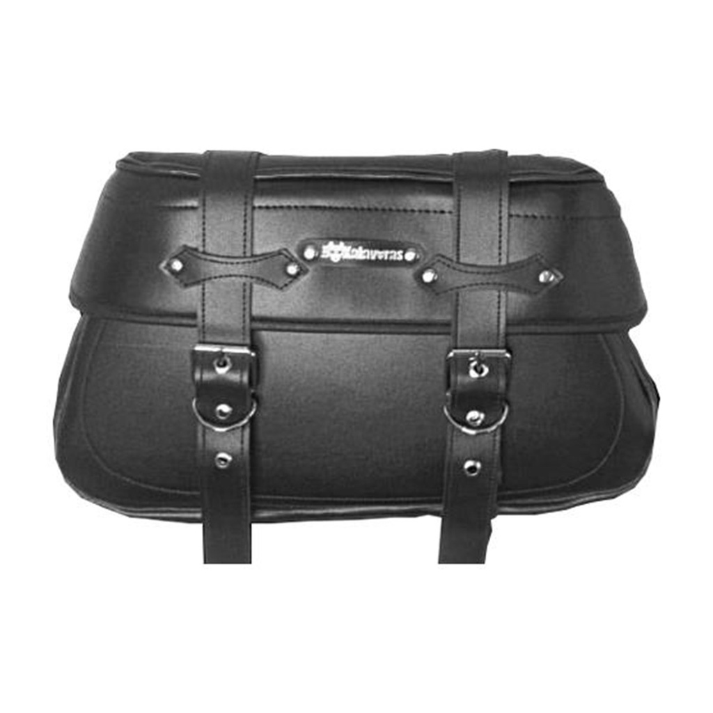 JUEGO ALFORJAS LONA PIEL SINTETICA K-2 NEGRAS MOD 2020 16 LTS 43X25X18 CM