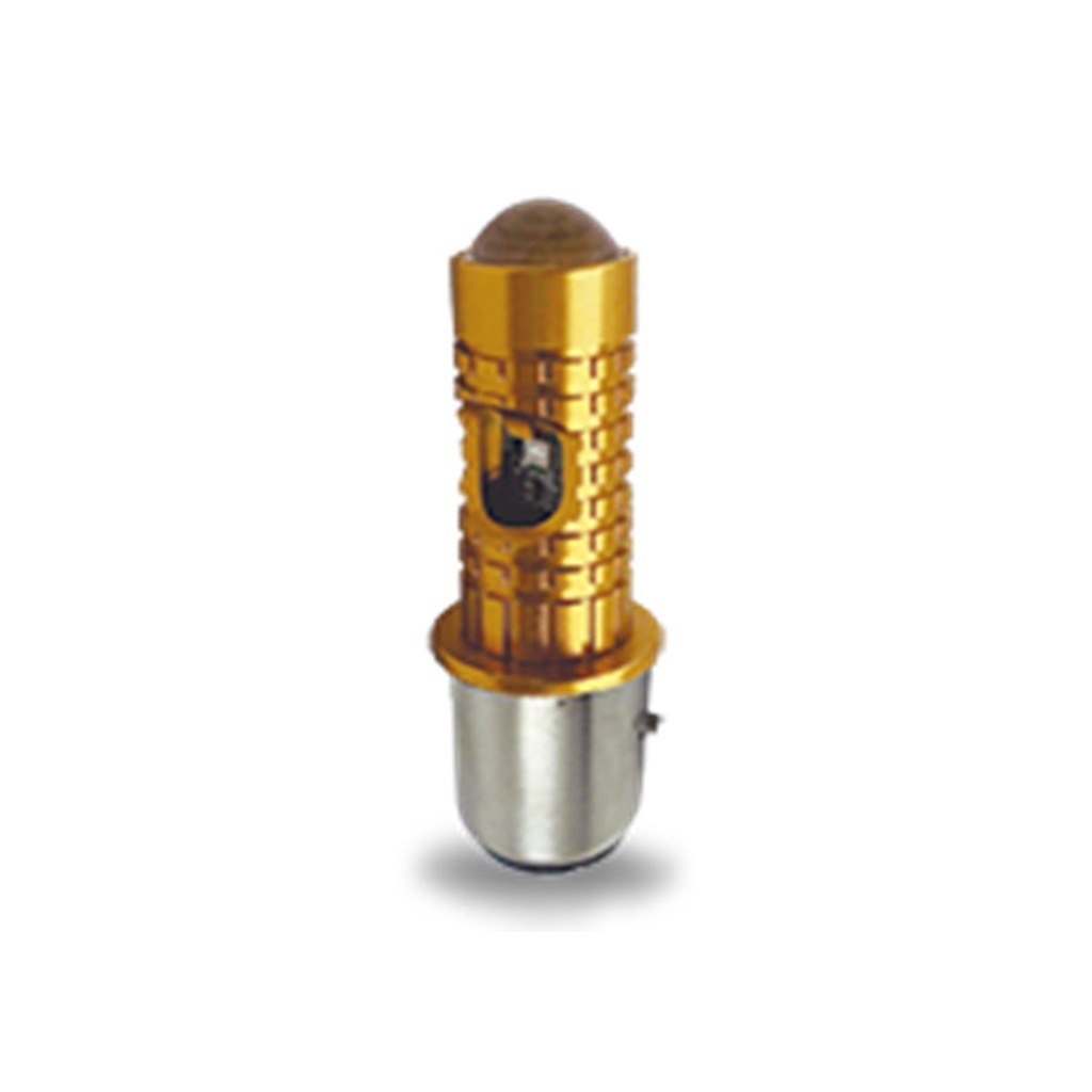 FOCO DE FARO LED MEDIA VUELTA CON LUPA 2 COLORES BLANCO AMARILLO CARCASA DORADA
