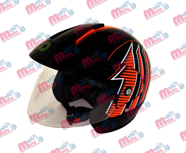 CASCO GHIRA GH400 GRAFICO AERO NGO/NARANJA G ABIERTO