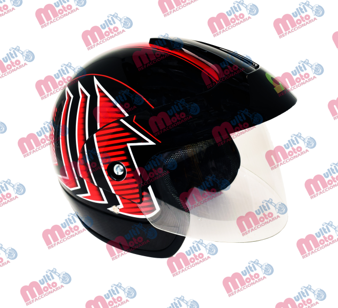 CASCO GHIRA GH400 GRAFICO AERO NGO/ROJO G ABIERTO