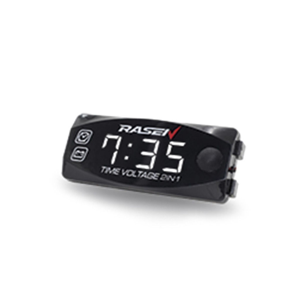VOLTIMETRO RECTANGULAR CON RELOJ COLOR BLANCO