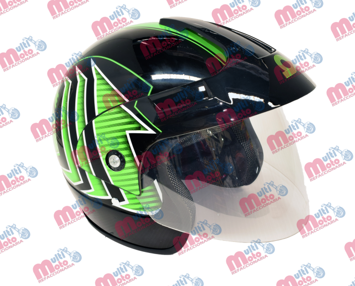 CASCO GHIRA GH400 GRAFICO AERO NGO/VERDE G ABIERTO