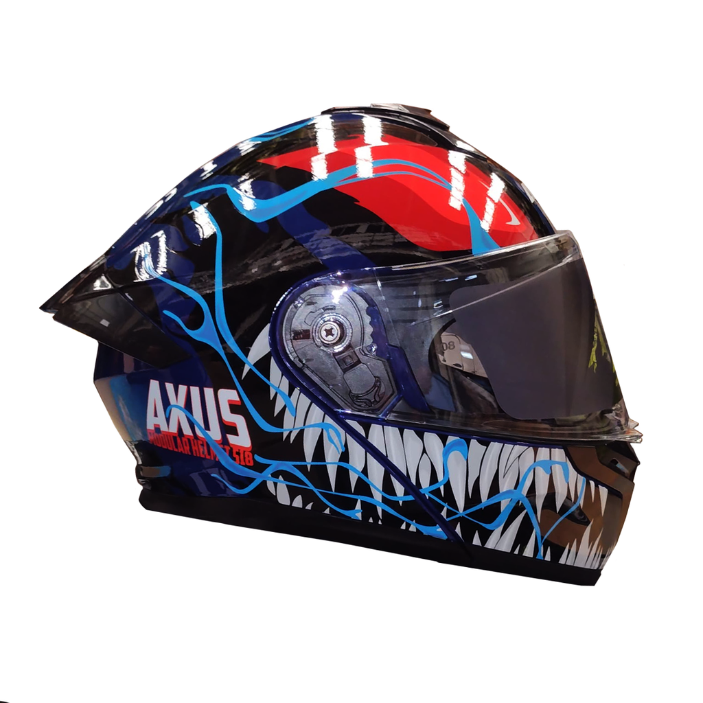 CASCO PARA MOTOCICLISTA  ABATIBLE  NIGHT AZUL/ROJO TALLA L 59-60