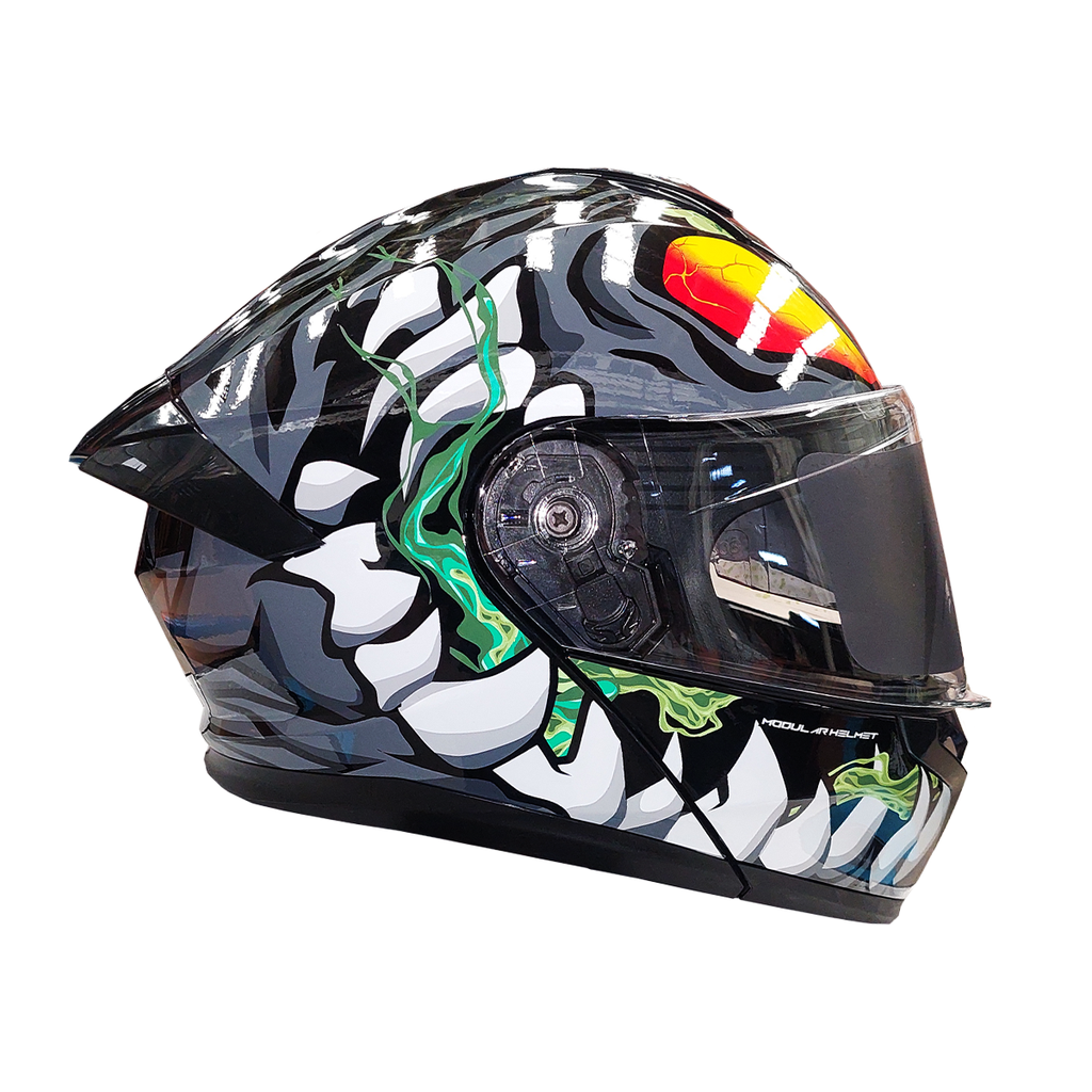 CASCO PARA MOTOCICLISTA  ABATIBLE  NEGRO/BLANCO TALLA L 59-60