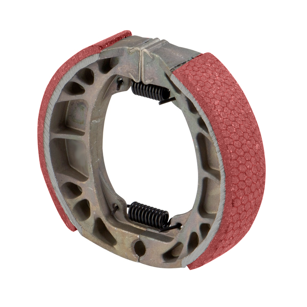 ZAPATAS DE FRENO 10.5x9.5x2.4 MODELO X125G, D150LT, AR110, FT115, DT90, FORZA 125, CS125, STRADA 70, CITY 125, BIT 150, VITALIA150 Color Rojo