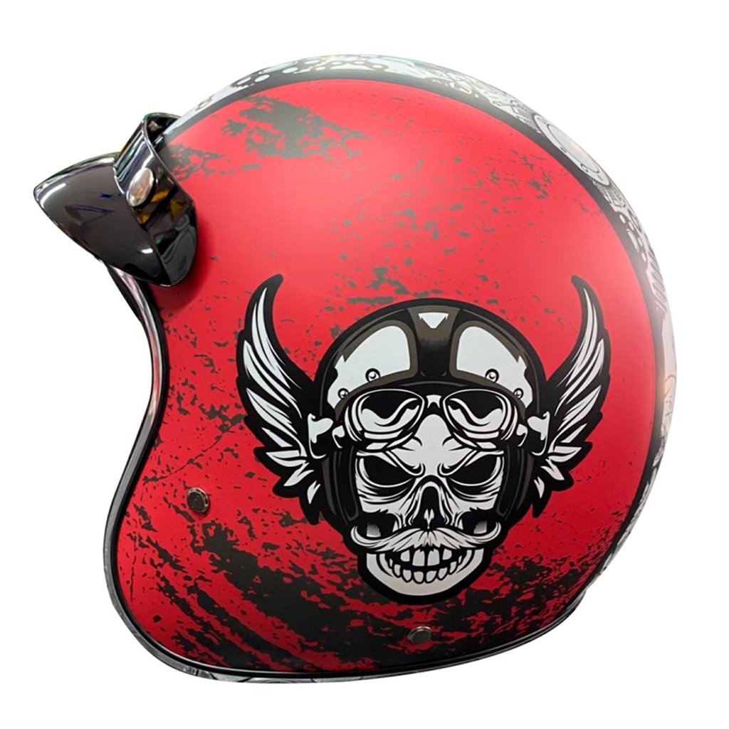 CASCO 3/4 RUDO VINTAGE DOT RUDOS BIKER TALLA L ROJO-BLANCO MATE