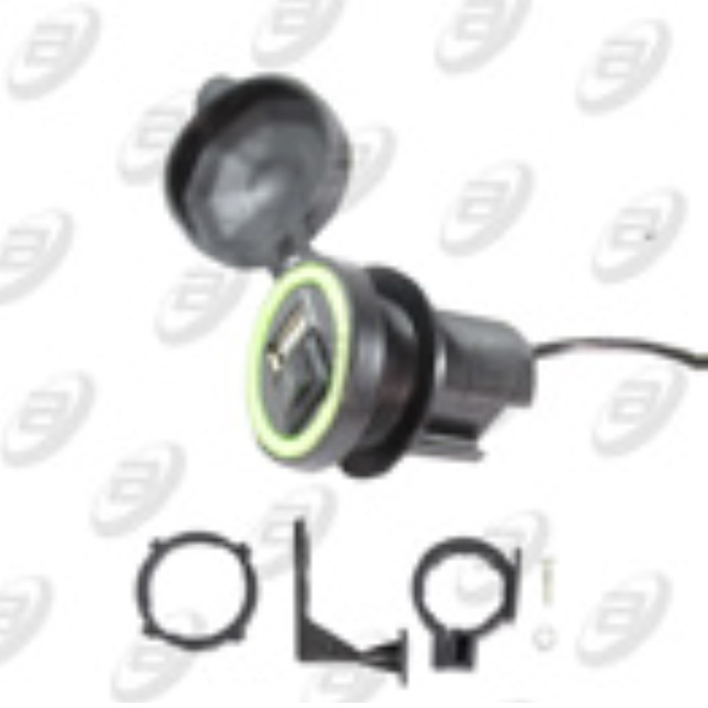 CARGADOR USB REDONDO NEGRO C/LUZ / BOTON ENCENDIDO ENTRADA 12 Vcc / SALIDA 5 Vcc / 1.5 A / 10.5 W