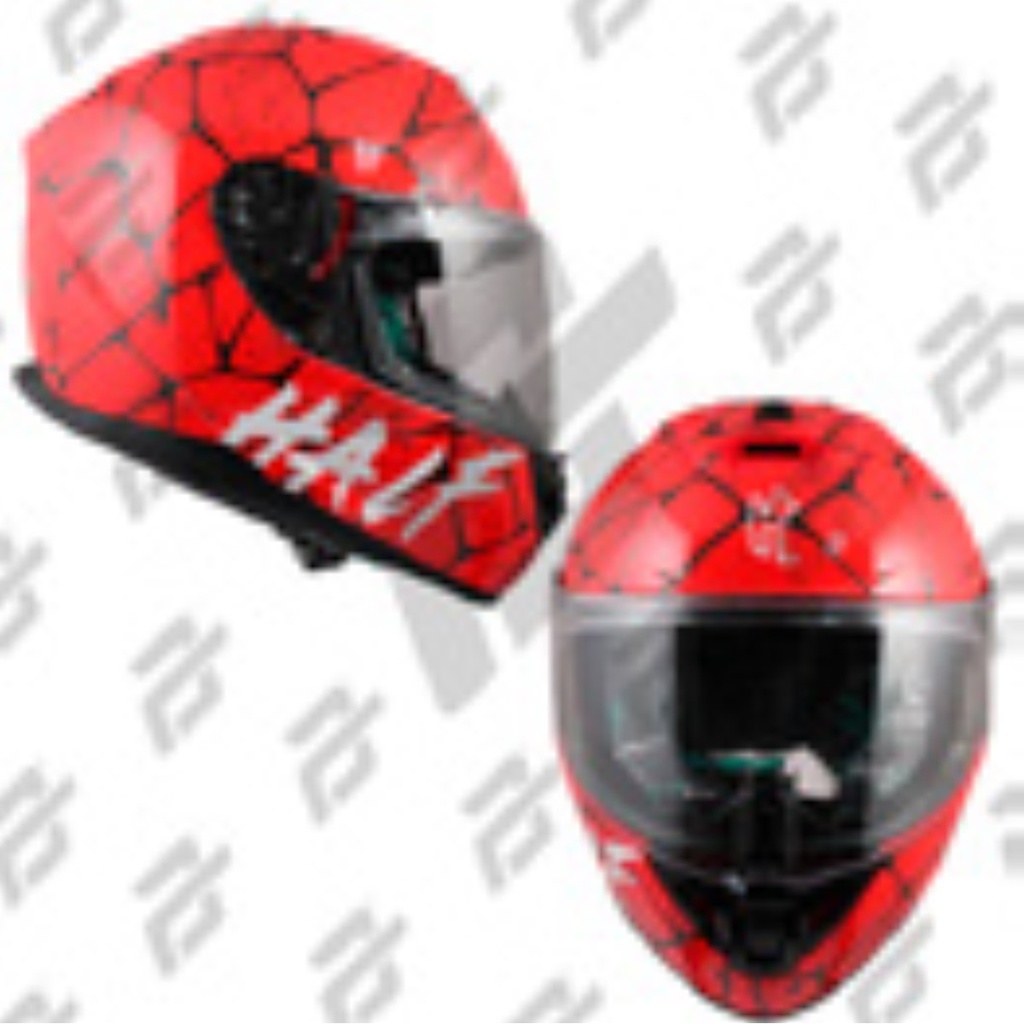 CASCO CERRADO HALF CERTIFICADO DOT SINGLE VISOR SPIDER ROJO BRILLANTE MICA TRANSPARENTE  TALLA CHICO