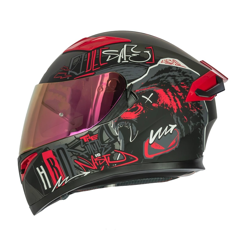 CASCO HRO 514 EVO GRUNGE INTEGRAL NEGRO/ROJO M