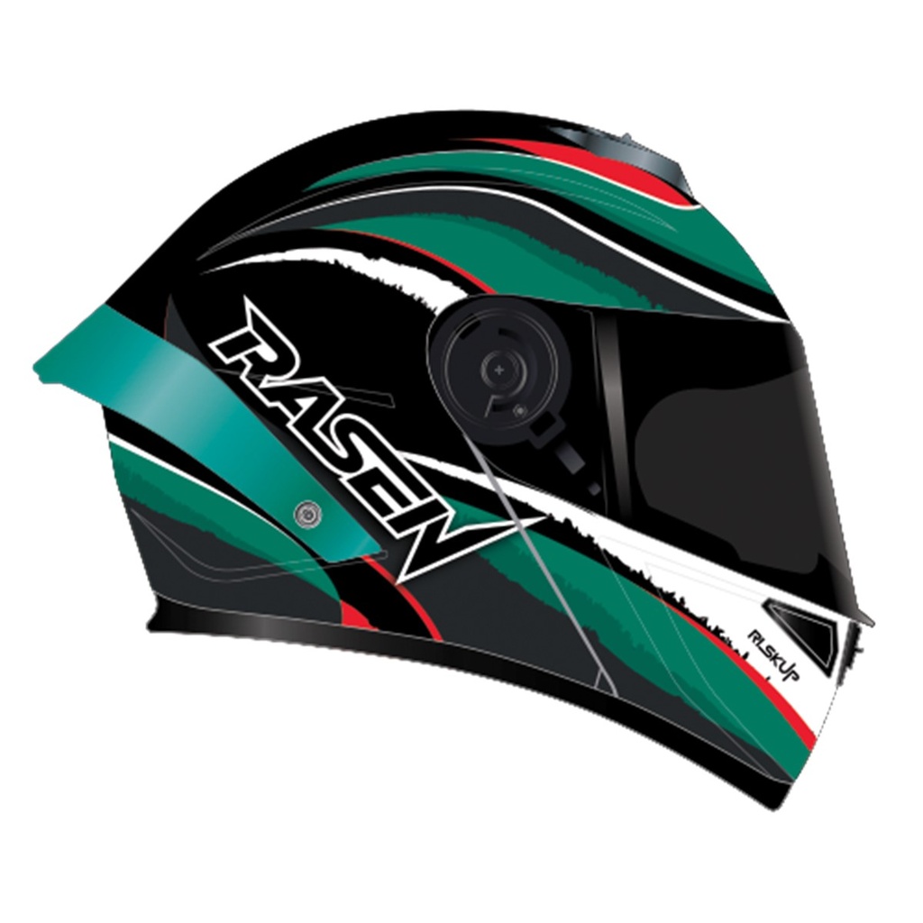 CASCO DEPORTIVO ABATIBLE VERDE CON FRANJAS NEGRAS (L)