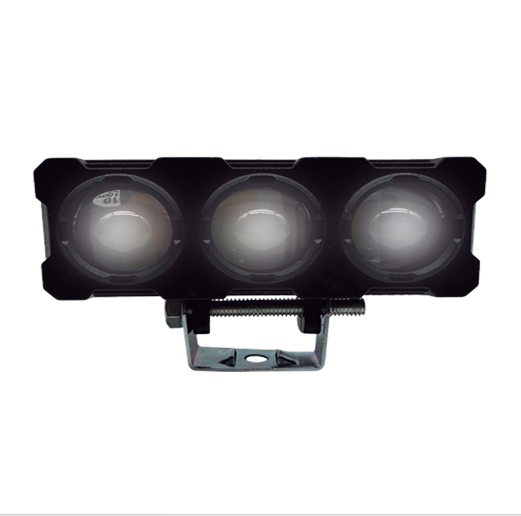 Faro auxiliar led tipo barra 3 lupas luz amarillo-blanco con estrobo.