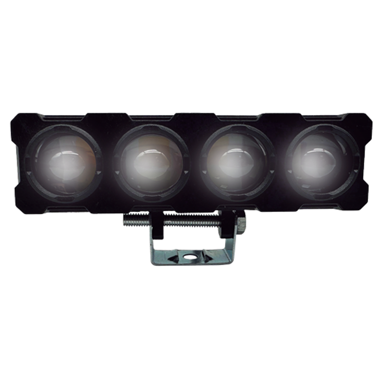 Faro auxiliar led tipo barra 4 lupas luz amarillo-blanco con estrobo.