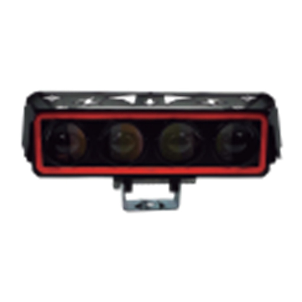 FARO AUXILIAR LED RECTANGULAR 4 LUPAS CON LUZ FRONTAL ROJO LUZ AMARILLO-BLANCO 12/80V 24-26W