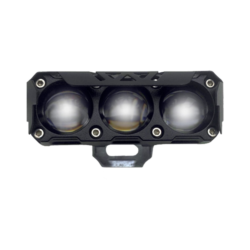 FARO AUXILIAR LED RECTANGULAR 3 LUPAS LUZ BLANCO-AMARILLO CON ESTROBO