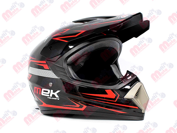 Cross Helmet Glossy Black Decal Red