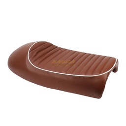 [ASI-4401-0502] ASIENTO COMPLETO CLASSICAL STYLE CAFÉ LIGERO CON BORDE BLANCO MODELO IR501 P/MOTO FT125